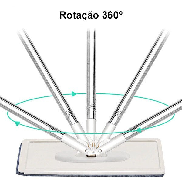 Esfregão Mop Inclinável + Balde Limpador Multiuso Com Centrífuga Begônia + 1 Refil Kit De Limpeza Compacto 5L Limpeza