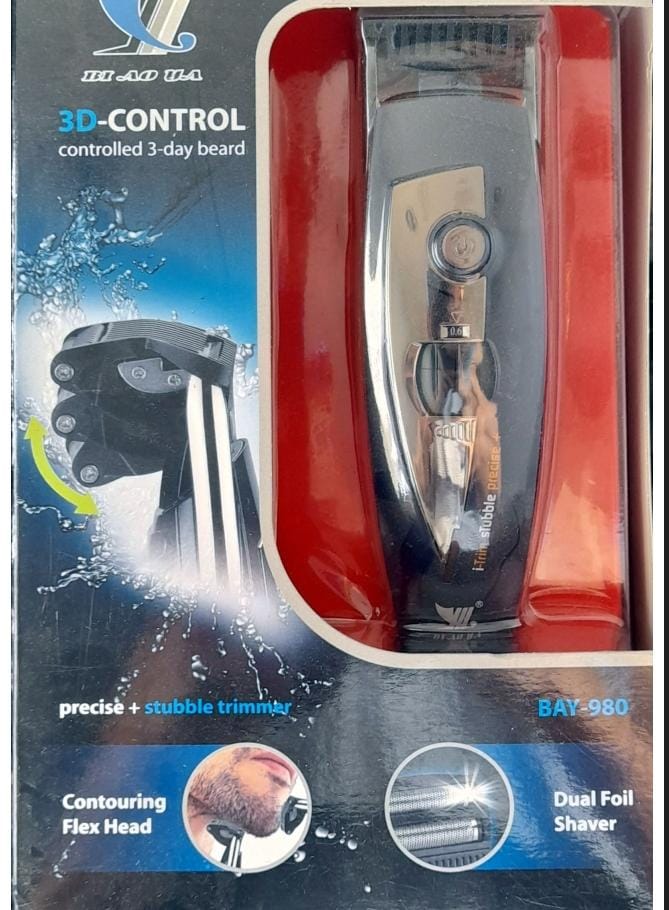 Kit máquina para barba com cortador elétrico profissional 110 - 240v 3D-Control Bi Ao Ya