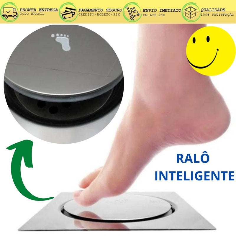 Ralo Inteligente Para Banheiro com click inox - Veda Cheiro